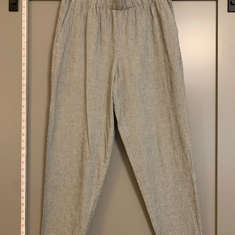 Eileen Fisher Organic Cotton Linen Striped Open Front Blazer and Pant Set Size M - Picture 3 of 9